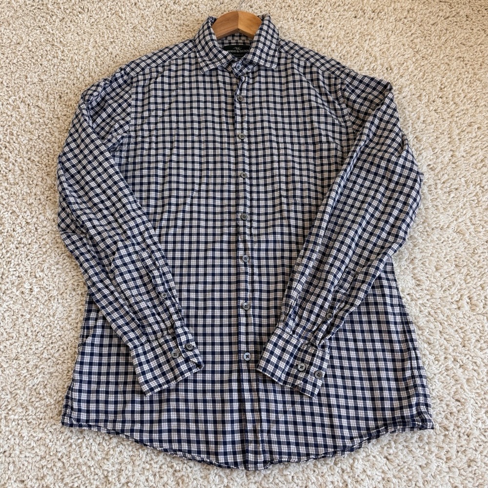Rodd & Gunn Button Down Shirt Mens M Navy Gingham Excellent Sports Fit Italian
